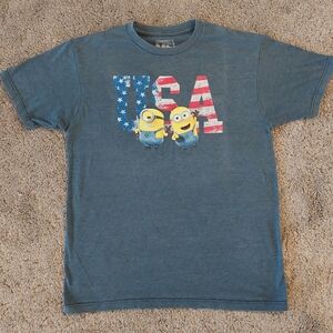 Despicable Me MINIONS Blue Graphic Tee with USA Print